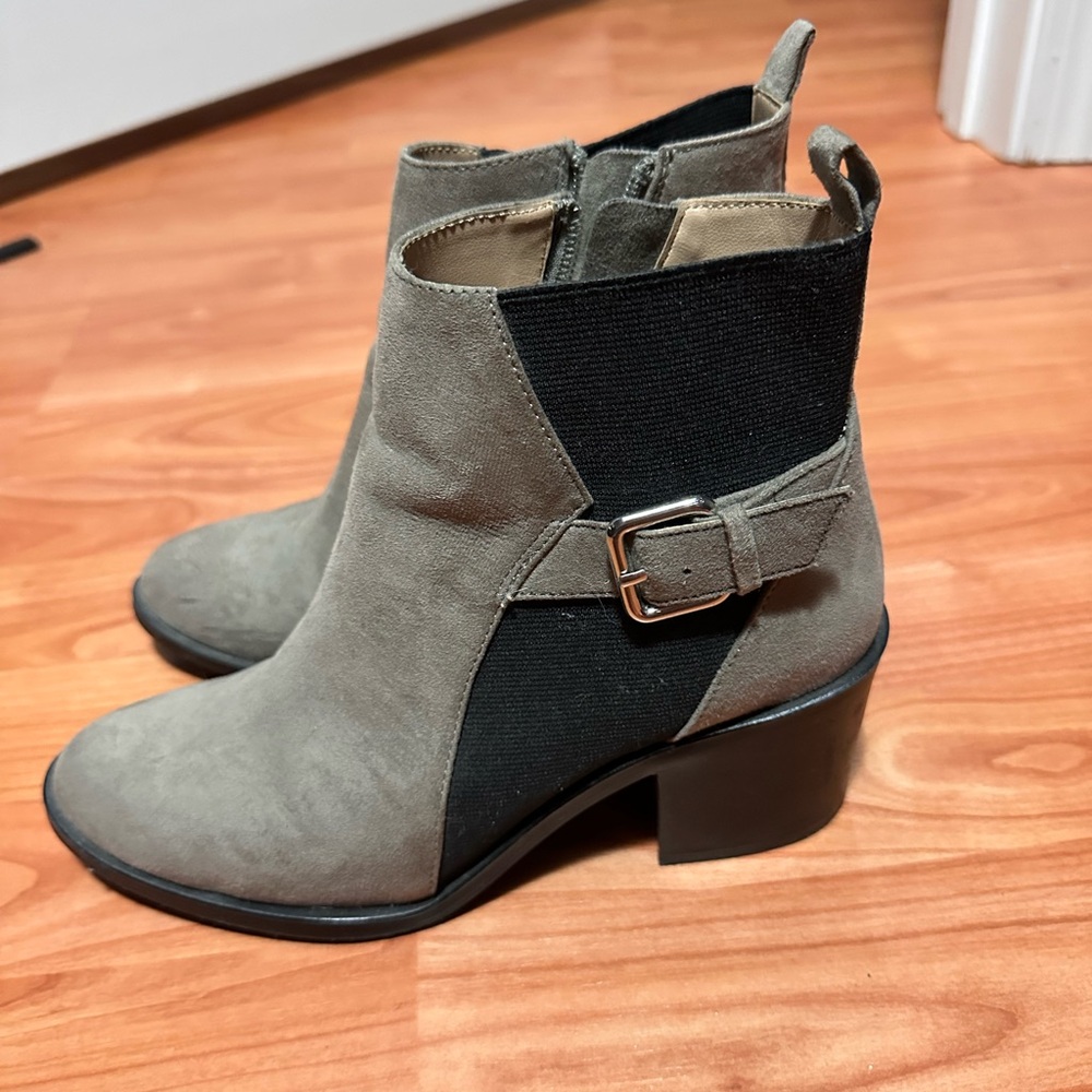 Zara Gray and Black Ankle Boots with Buckle